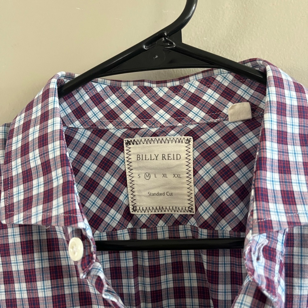 Billy Reid Button Up Plaid Shirt Lightweight Blue Purple Size Medium - Picture 4 of 5
